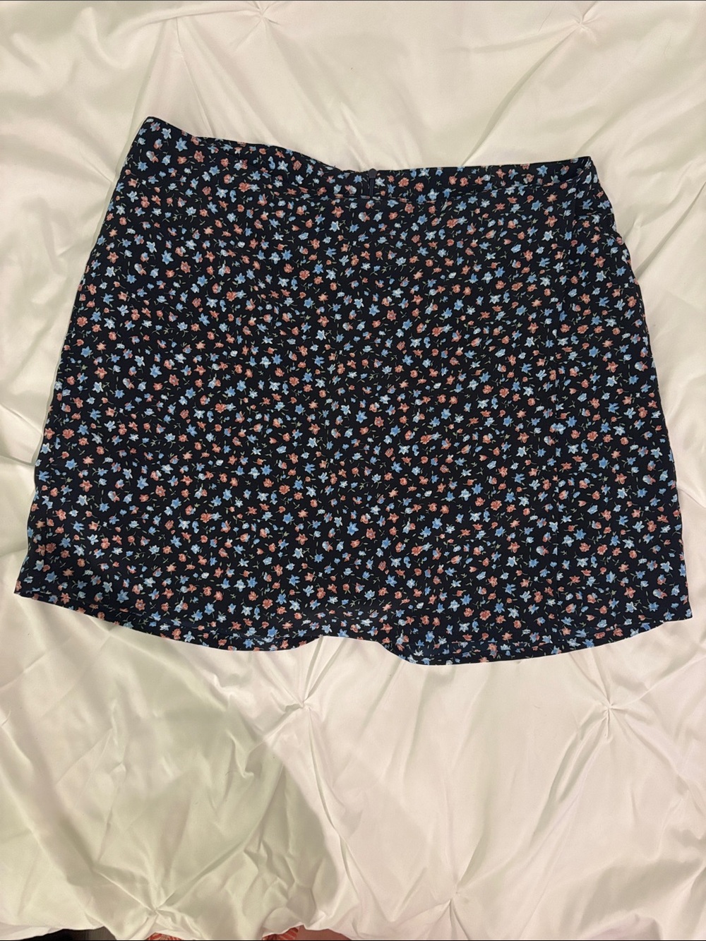 Floral Mini Skort- Black with Blue & Pink flower Print